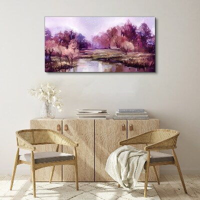 Foto auf leinwand Frühlingslandschaft in Rosatönen