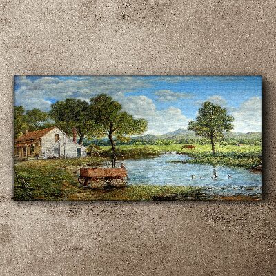 Bild auf leinwand Eine friedliche ländliche Landschaft mit einem Fluss