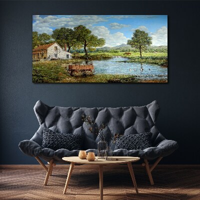 Bild auf leinwand Eine friedliche ländliche Landschaft mit einem Fluss