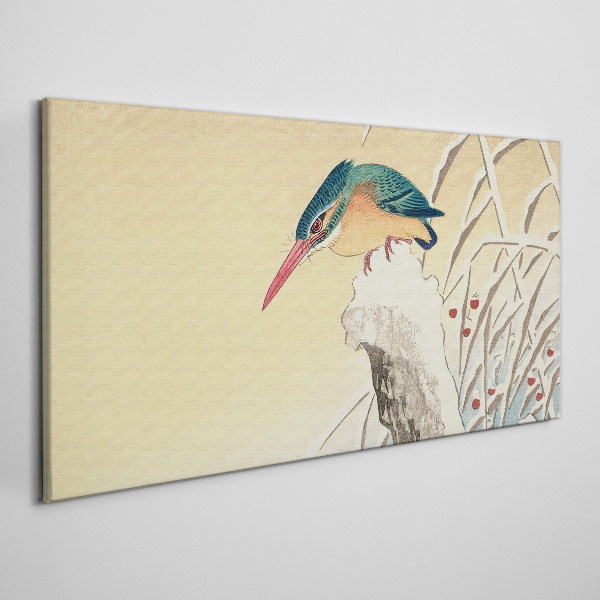 Foto auf leinwand Ein Vogel vor einer zarten Landschaft