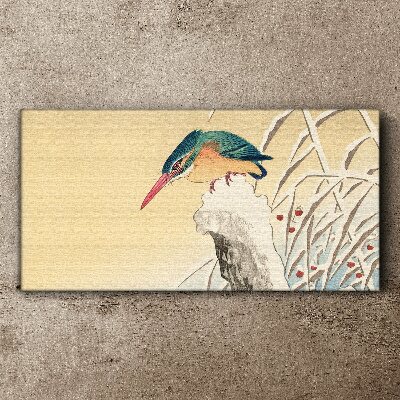 Foto auf leinwand Ein Vogel vor einer zarten Landschaft