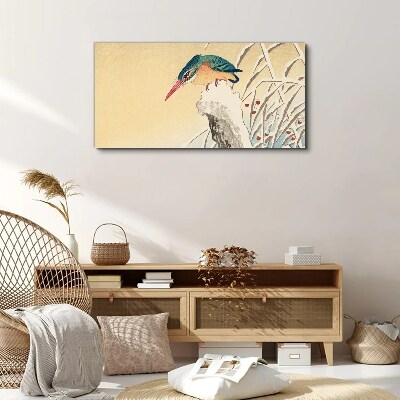 Foto auf leinwand Ein Vogel vor einer zarten Landschaft