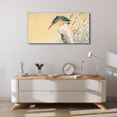 Foto auf leinwand Ein Vogel vor einer zarten Landschaft