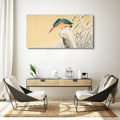 Foto auf leinwand Ein Vogel vor einer zarten Landschaft