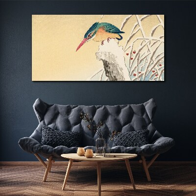 Foto auf leinwand Ein Vogel vor einer zarten Landschaft