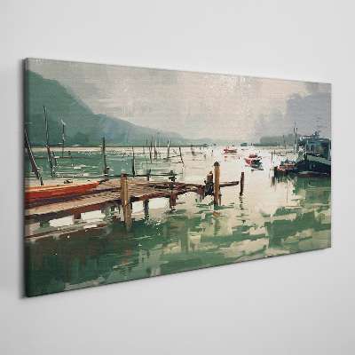 Foto auf leinwand Ein ruhiger Hafen am Morgen