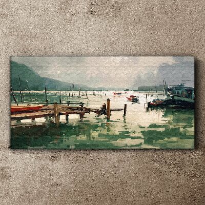 Foto auf leinwand Ein ruhiger Hafen am Morgen