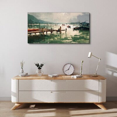Foto auf leinwand Ein ruhiger Hafen am Morgen