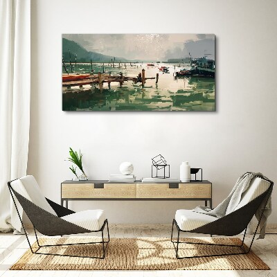 Foto auf leinwand Ein ruhiger Hafen am Morgen