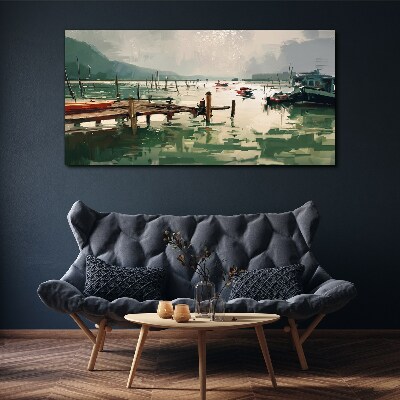 Foto auf leinwand Ein ruhiger Hafen am Morgen