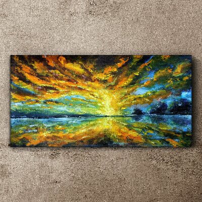 Foto auf leinwand Goldene Wolken über ruhigem Wasser