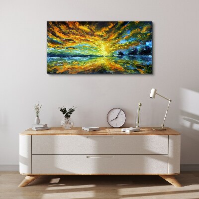 Foto auf leinwand Goldene Wolken über ruhigem Wasser
