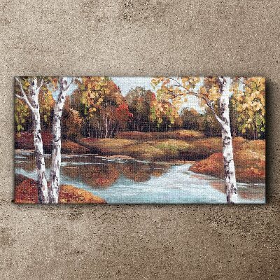 Foto auf leinwand Herbstlandschaft am Fluss