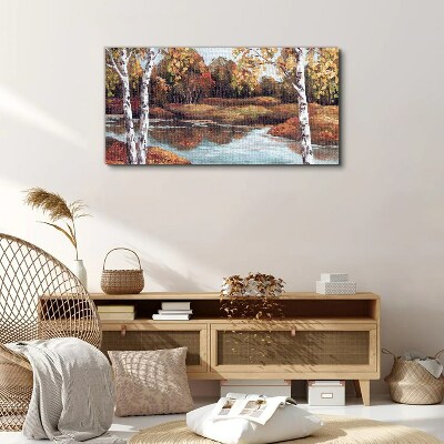 Foto auf leinwand Herbstlandschaft am Fluss