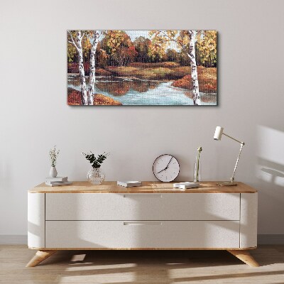Foto auf leinwand Herbstlandschaft am Fluss