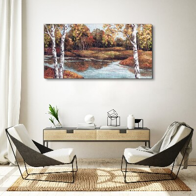 Foto auf leinwand Herbstlandschaft am Fluss