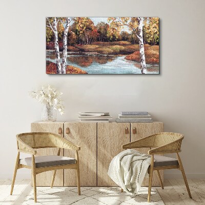 Foto auf leinwand Herbstlandschaft am Fluss