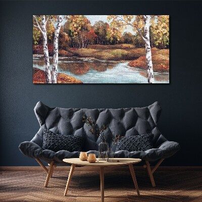 Foto auf leinwand Herbstlandschaft am Fluss