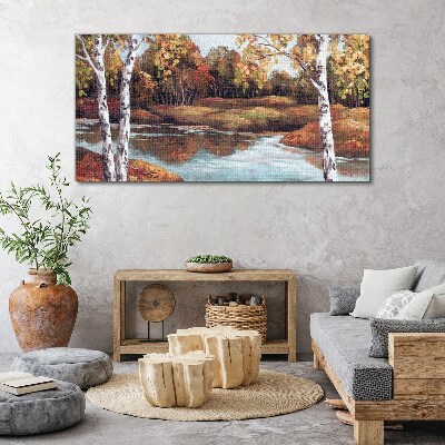 Foto auf leinwand Herbstlandschaft am Fluss