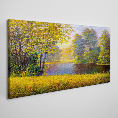 Wandbild Waldblumen Fluss Natur