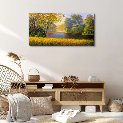 Wandbild Waldblumen Fluss Natur