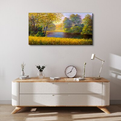 Wandbild Waldblumen Fluss Natur