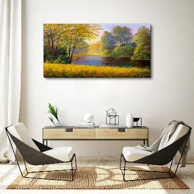 Wandbild Waldblumen Fluss Natur