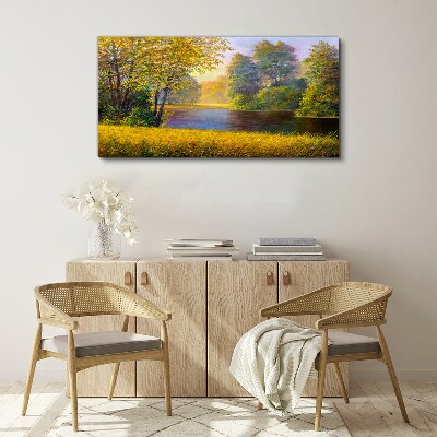 Wandbild Waldblumen Fluss Natur