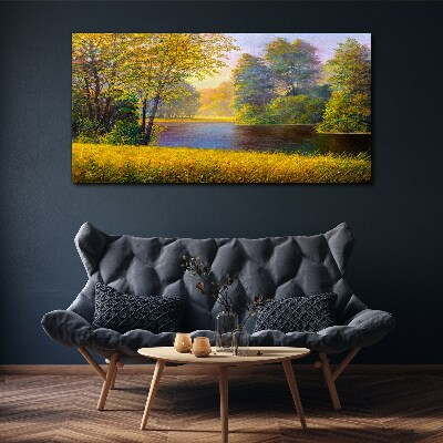 Wandbild Waldblumen Fluss Natur