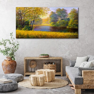 Wandbild Waldblumen Fluss Natur