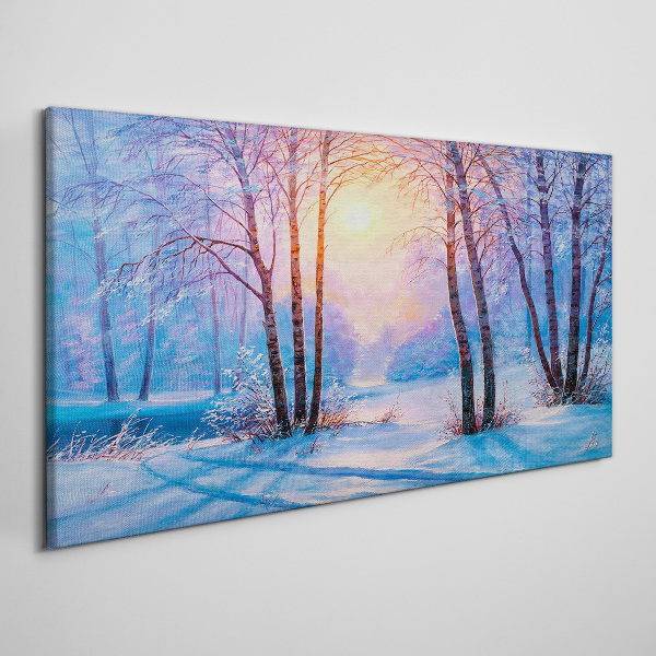 Foto auf leinwand Winterwald Sonnenuntergang Natur