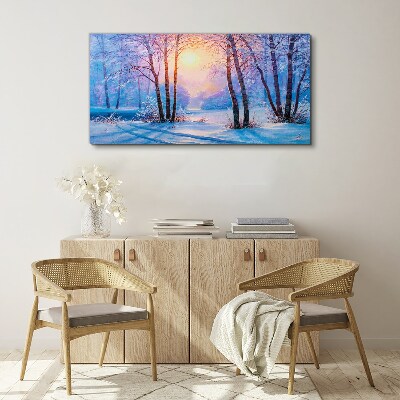 Foto auf leinwand Wintermorgen im Wald