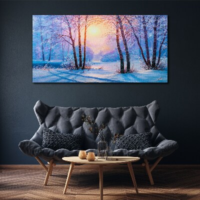 Foto auf leinwand Winterwald Sonnenuntergang Natur