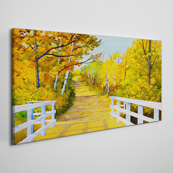 Foto auf leinwand Goldener Pfad im Herbstwald
