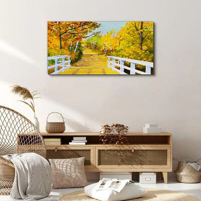 Foto auf leinwand Goldener Pfad im Herbstwald