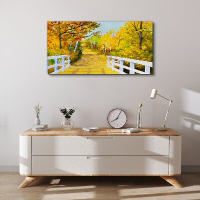 Foto auf leinwand Goldener Pfad im Herbstwald