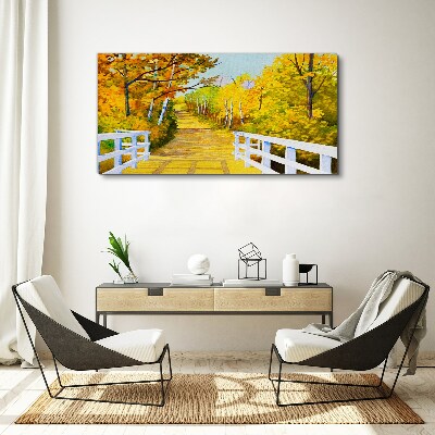 Foto auf leinwand Goldener Pfad im Herbstwald