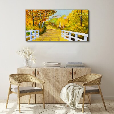 Foto auf leinwand Goldener Pfad im Herbstwald
