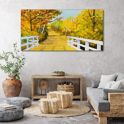 Foto auf leinwand Goldener Pfad im Herbstwald