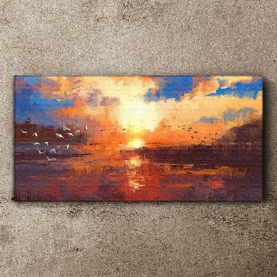 Foto auf leinwand Sonnenuntergang über einem ruhigen See