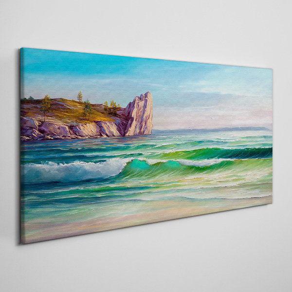 Foto auf leinwand Eine Welle in Grün und Blau