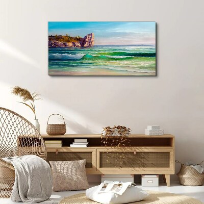 Foto auf leinwand Eine Welle in Grün und Blau