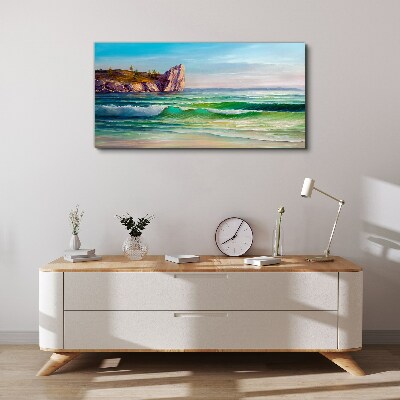 Foto auf leinwand Eine Welle in Grün und Blau