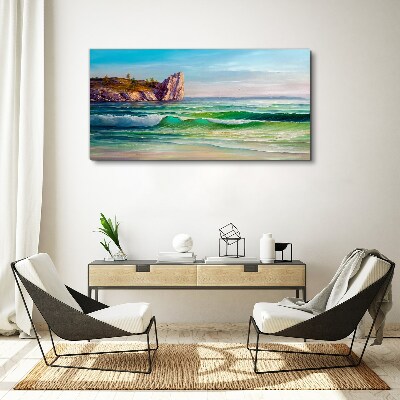 Foto auf leinwand Eine Welle in Grün und Blau