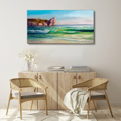Foto auf leinwand Eine Welle in Grün und Blau