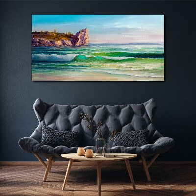 Foto auf leinwand Eine Welle in Grün und Blau