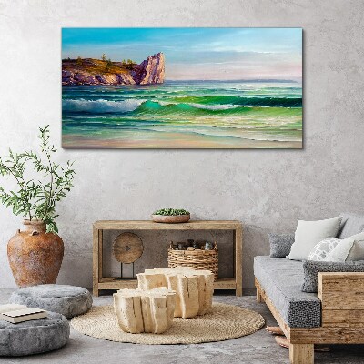 Foto auf leinwand Eine Welle in Grün und Blau