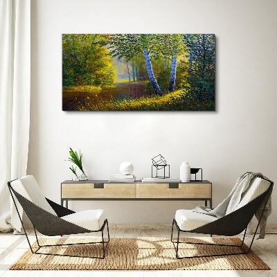 Foto auf leinwand Goldenes Licht am Flussufer