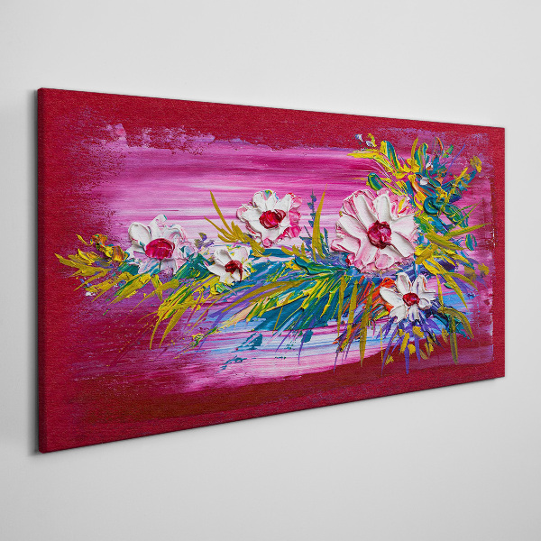 Foto auf leinwand Blumen auf rosa Hintergrund