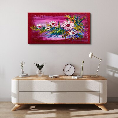 Foto auf leinwand Blumen auf rosa Hintergrund